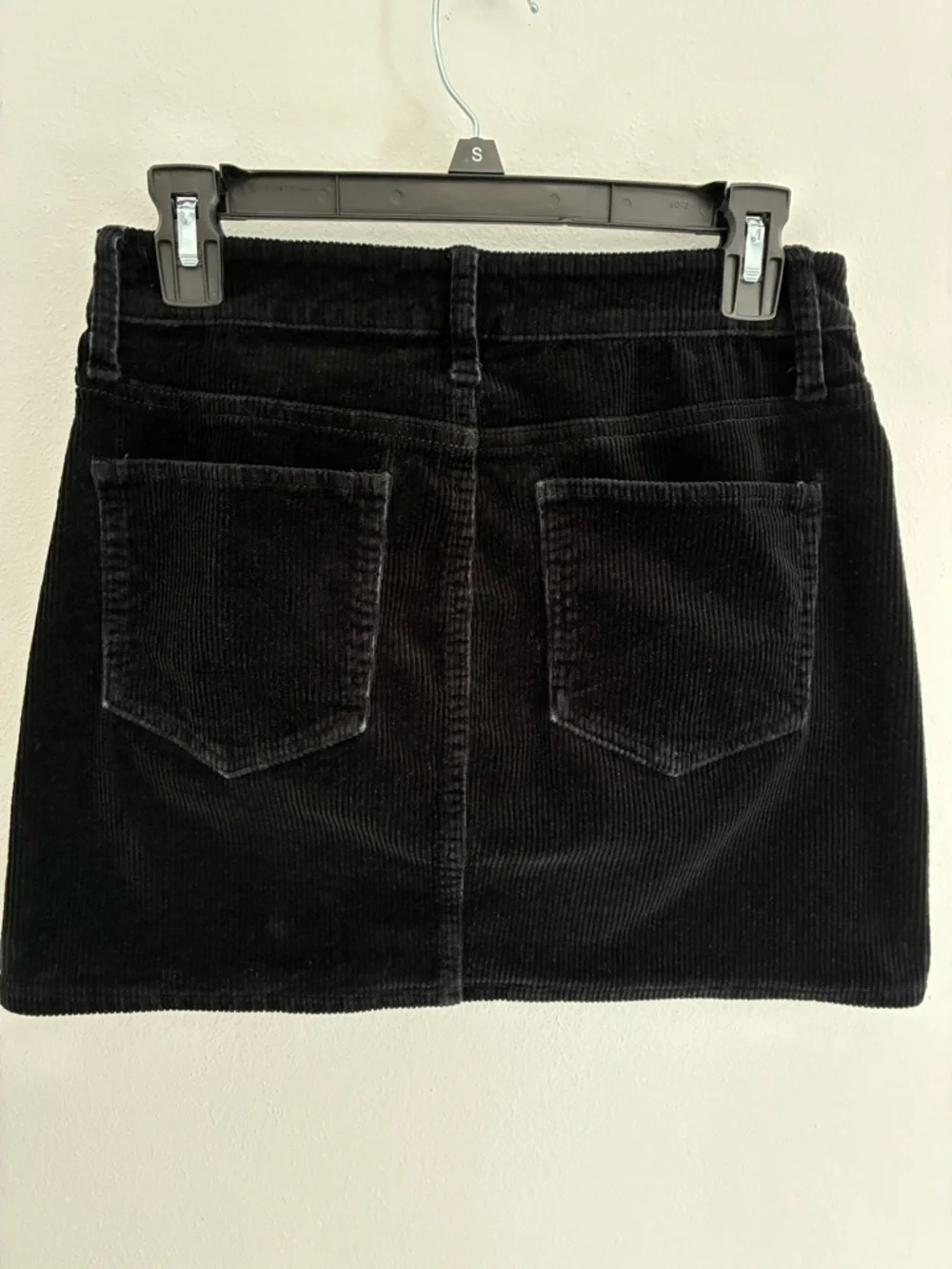 SO Black Corduroy Zip Front Mini Skirt Y2K Stretch‎ Cotton Size Small 3/26
